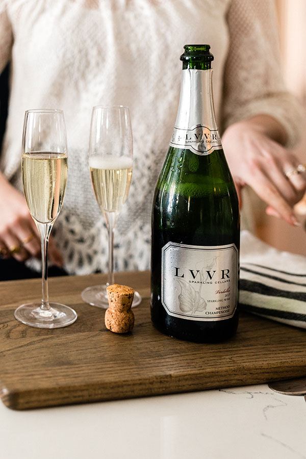 LVVR Lodi sparkling wine Blanc de Blancs champagne glasses celebration